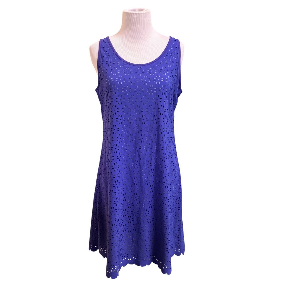 Title Nine Nimblene Tank Dress Mesh Cutout Bright Blue Women's size S